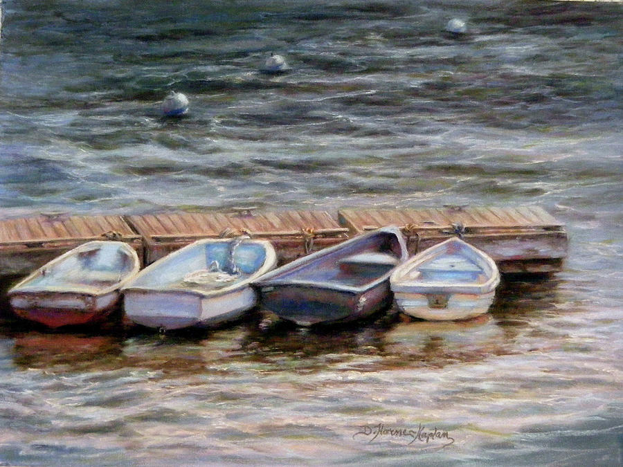 A Row of Row Boats Pastel by Denise Horne-Kaplan