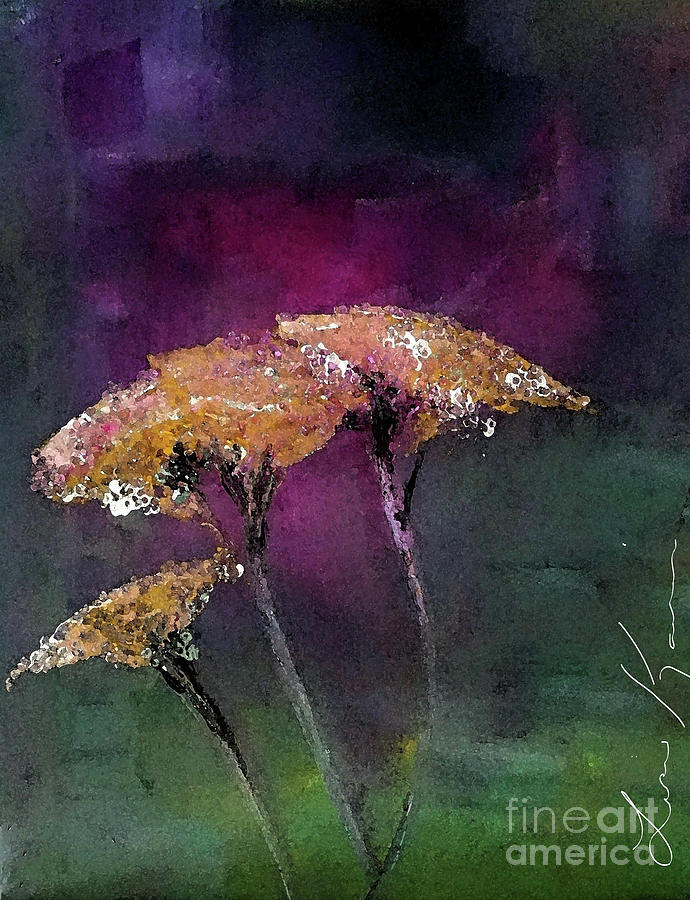 Yarrow In The Dark Painting Painting by Lisa Kaiser