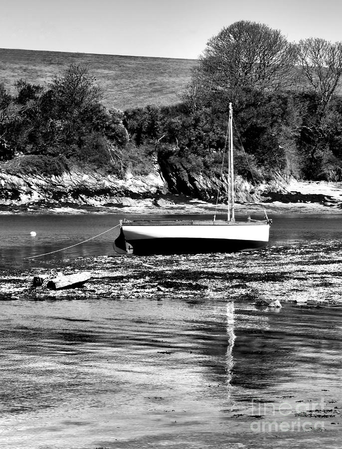 Yacht At Rest In Mono Photograph by Linsey Williams