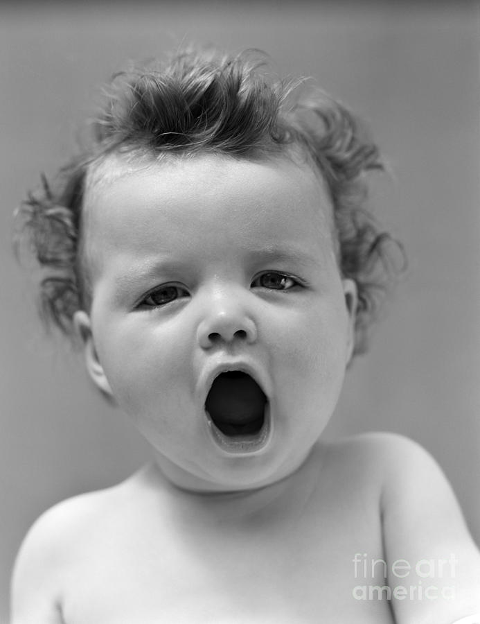 Yawning Baby, C.1940s Photograph by H. Armstrong Roberts/ClassicStock