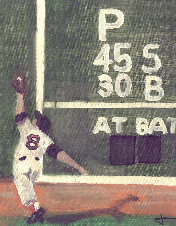 Red Sox Painting - Yaz and the Green Monster by Jorge Delara Red Sox Painting - Yaz and the Green Monster by Jorge Delara