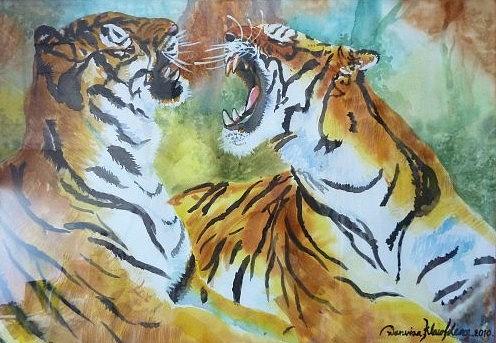 Year of the Tiger Painting by Wanvisa Klawklean