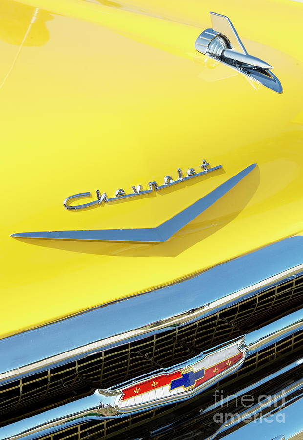 Car Photograph - Yellow 57 by Tim Gainey