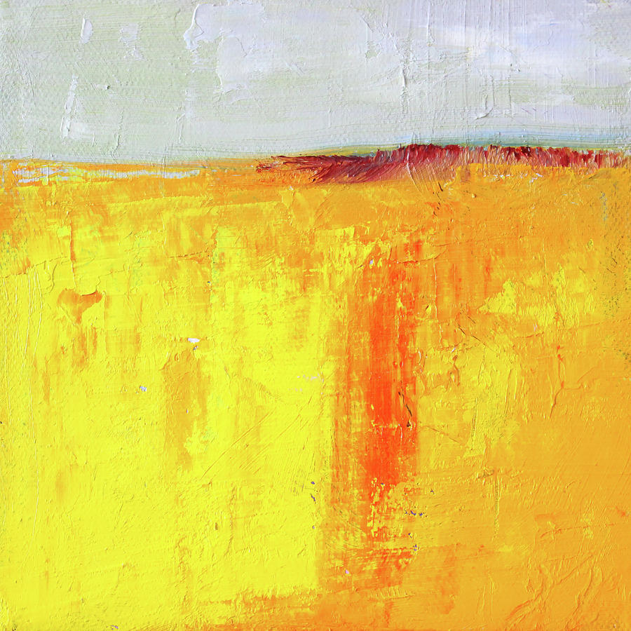 Yellow Abstract Landscape Painting by Nancy Merkle
