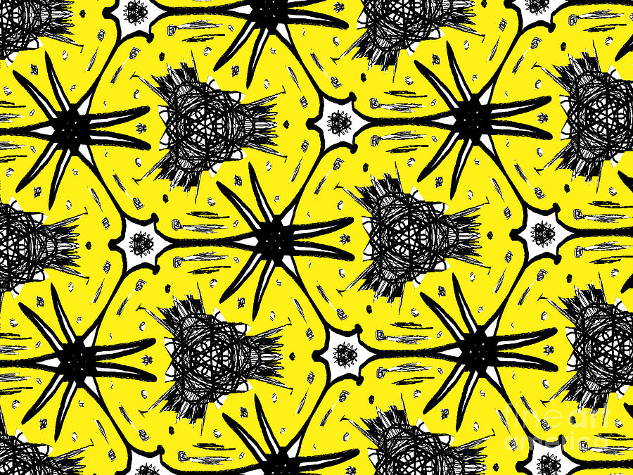 Abstract Digital Art - Yellow and black abstract by Glenda Thomas