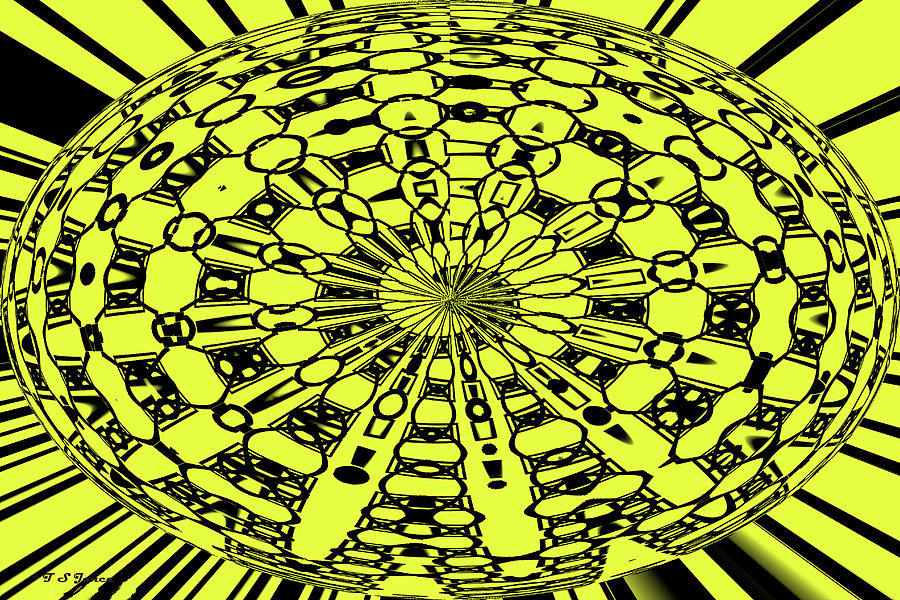 Yellow And Black Oval Abstract Digital Art by Tom Janca