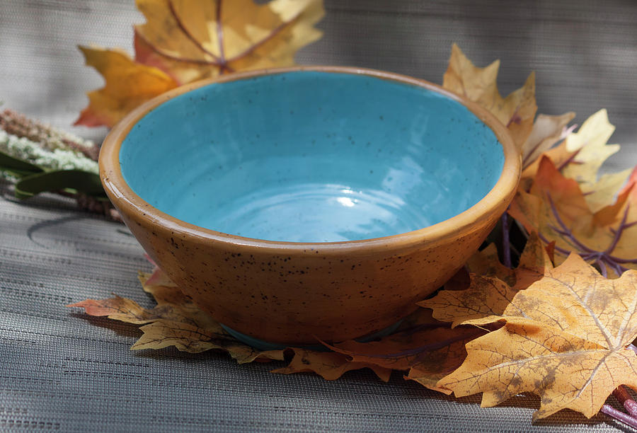 Yellow And Blue Bowl Ceramic Art