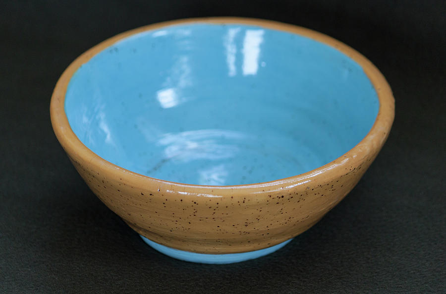Yellow and Blue Ceramic Bowl Ceramic Art by Suzanne Gaff