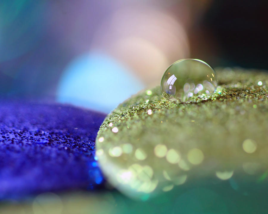 Yellow and Blue Glitter Photograph by Angela Murdock