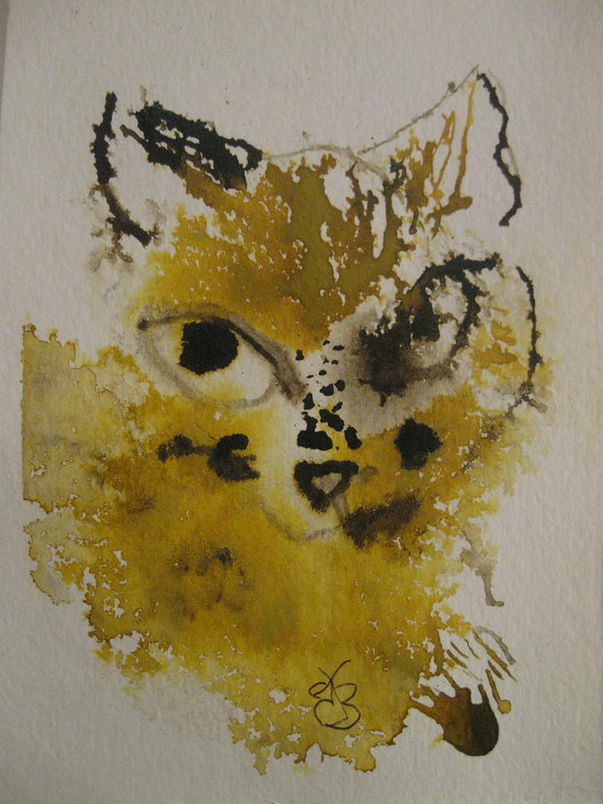 Yellow And Brown Cat Drawing by AJ Brown