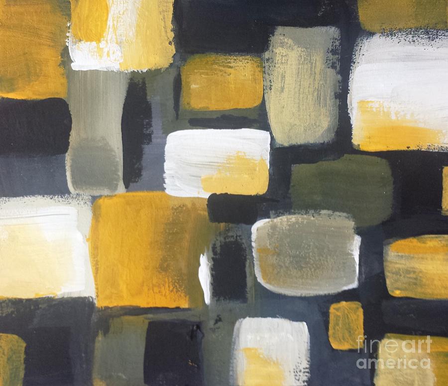 Yellow and Gray - abstract Painting by Vesna Antic