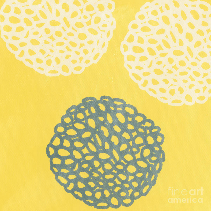 Yellow and Gray Garden Bloom Painting by Linda Woods