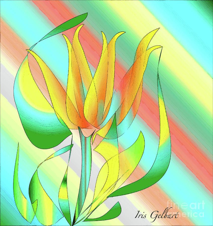 Yellow and Orange flower Digital Art by Iris Gelbart