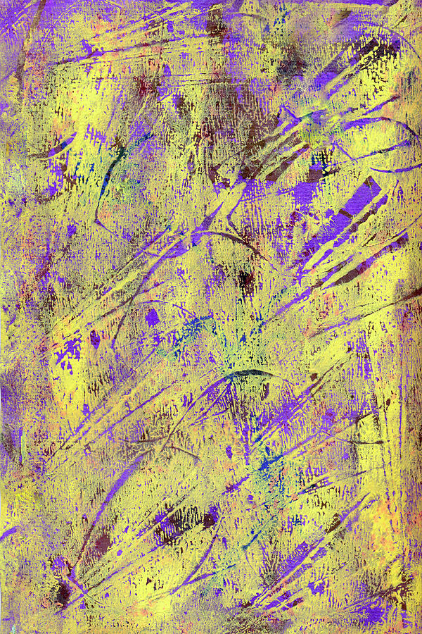 Yellow And Purple Gelli Plate Print Abstract Photograph by Sandra Foster