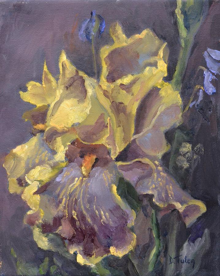Yellow and Purple Iris Painting by Donna Tuten