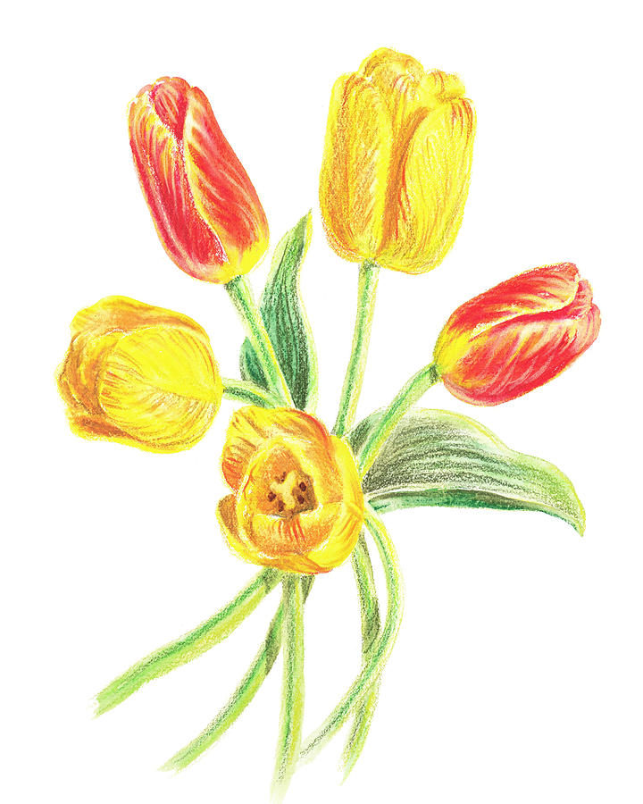 Yellow And Red Tulips Painting by Irina Sztukowski