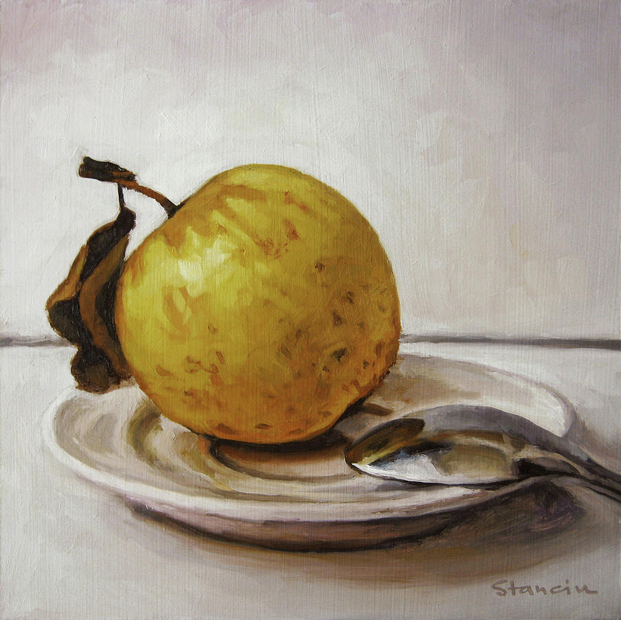 Still Life Painting - Yellow Apple by Stanciu Nicolae