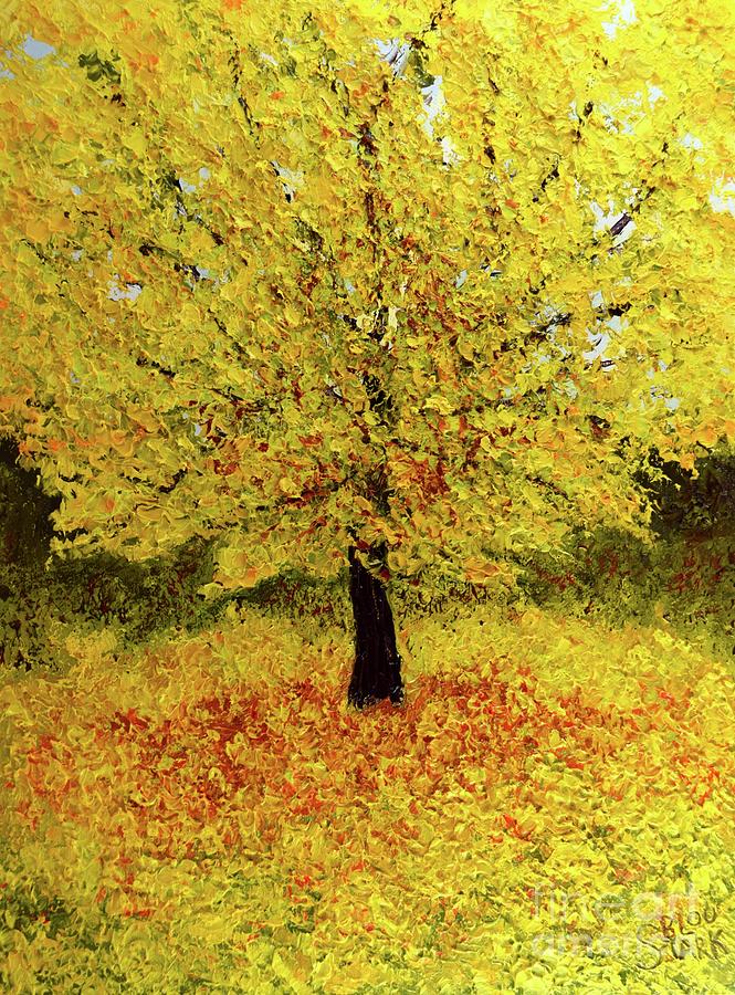 Yellow Autumn Tree Painting by Barrie Stark