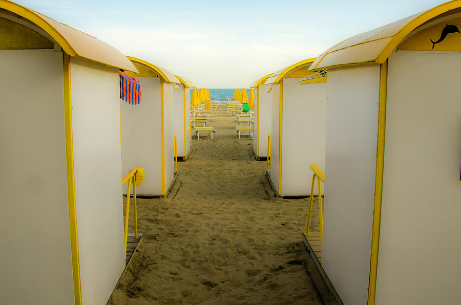 Yellow Beach Cabanas Photograph by Wolfgang Stocker
