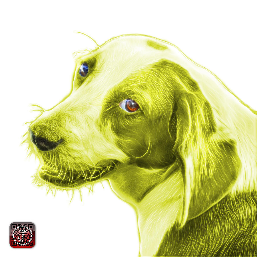 Yellow Beagle dog Art- 6896 -WB Painting by James Ahn