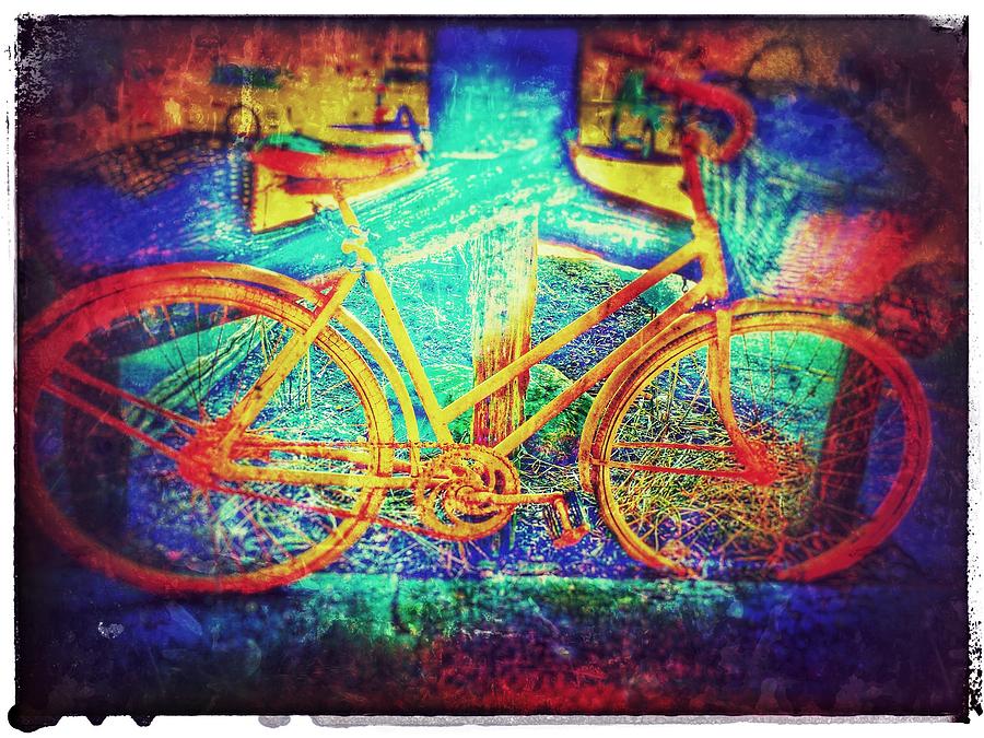Yellow bicycle Photograph by Christine Paris