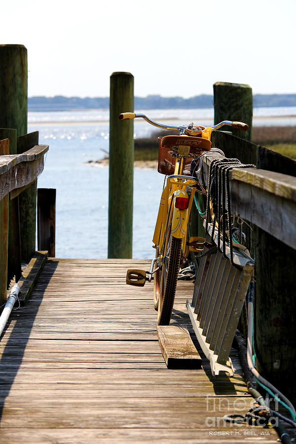 Yellow Bicycle on Pier Photograph by Robert M Seel