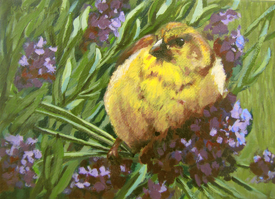 Yellow Bird Painting by Karen Ilari