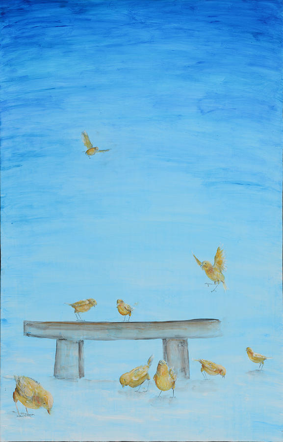 Yellow Birds in the Blue1 Painting by Nik Helbig
