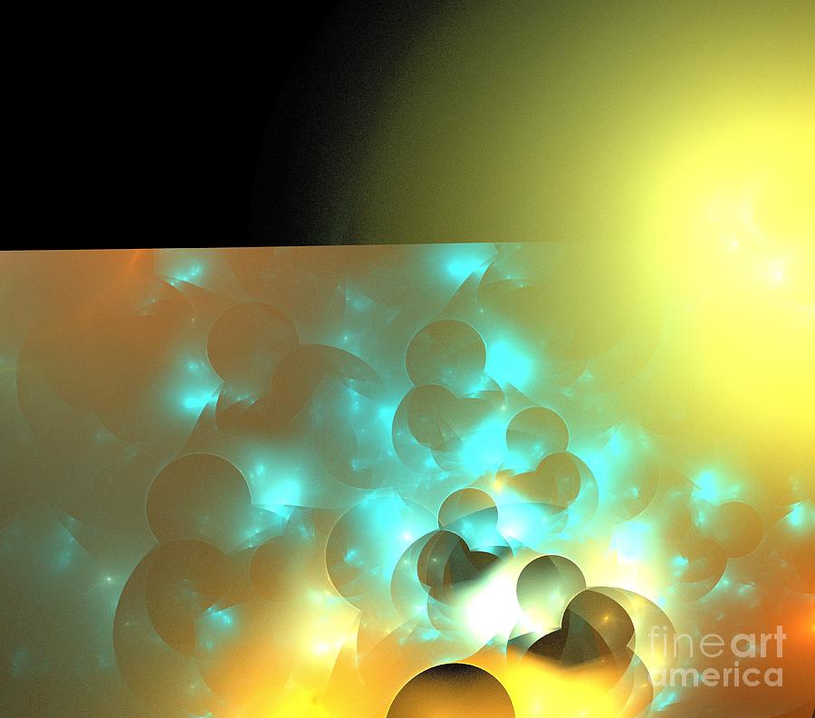 Abstract Digital Art - Yellow Blue Horizon by Kim Sy Ok