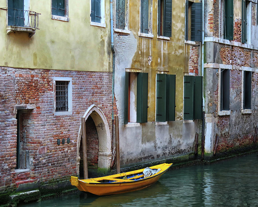 Yellow Boat in Venice Photograph by Dave Mills