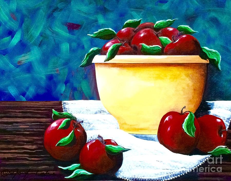 Yellow Bowl of Apples Painting by Jennifer Lake