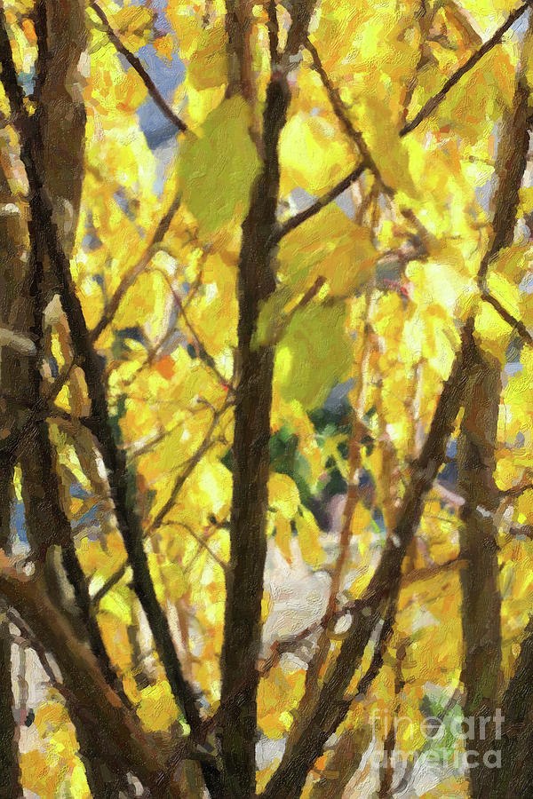 Yellow Branches and Leaves Painting by Donna L Munro
