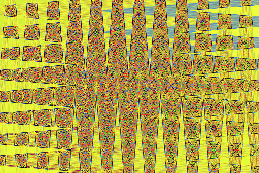 Yellow Brown Panel Abstract Digital Art by Tom Janca