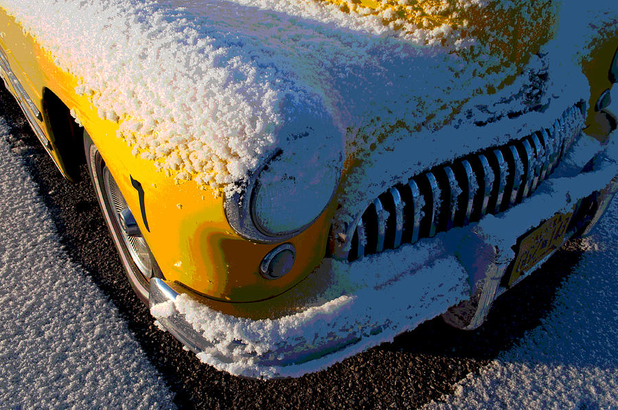 Winter Photograph - Yellow Cab Abstract by Cathy Mahnke