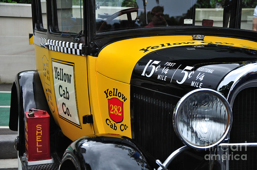 Car Photograph - Yellow Cab Co. - Vintage Ford Side View by Kaye Menner