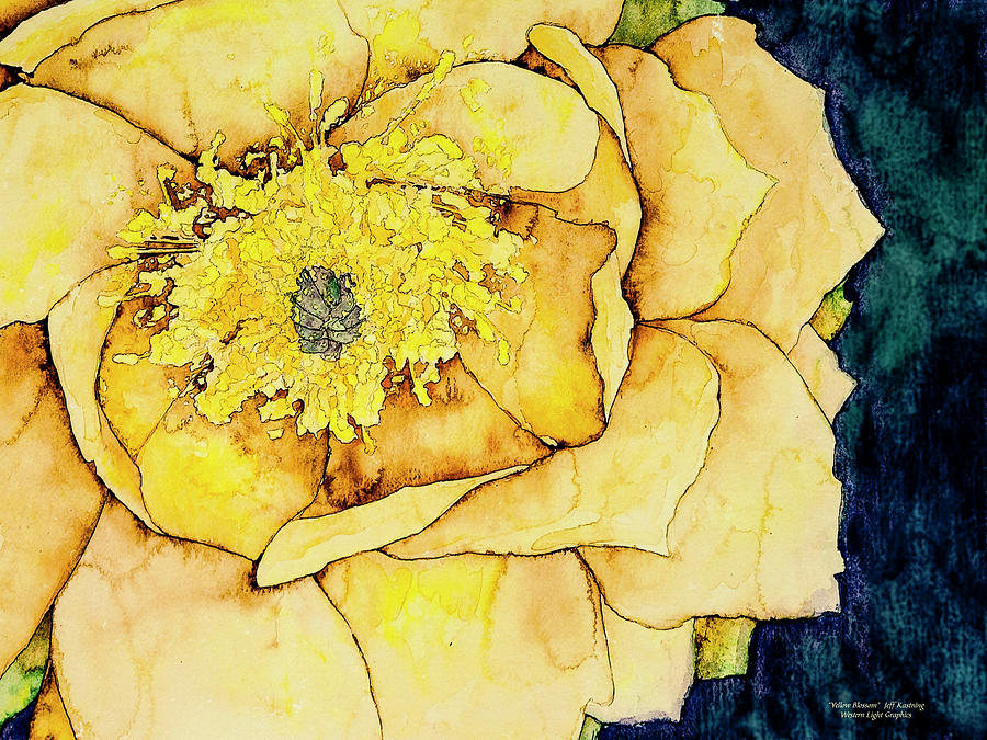 Yellow Cactus Blossom Painting by Jeff Kastning
