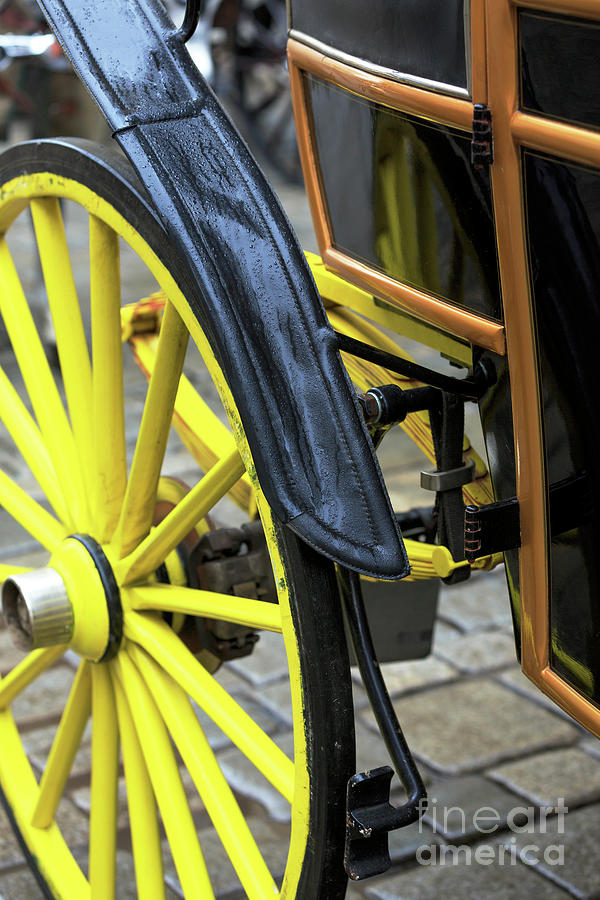Yellow Carriage Wheel in Vienna Photograph by John Rizzuto