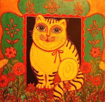 Yellow Cat Greeting Card by Rae Chichilnitsky