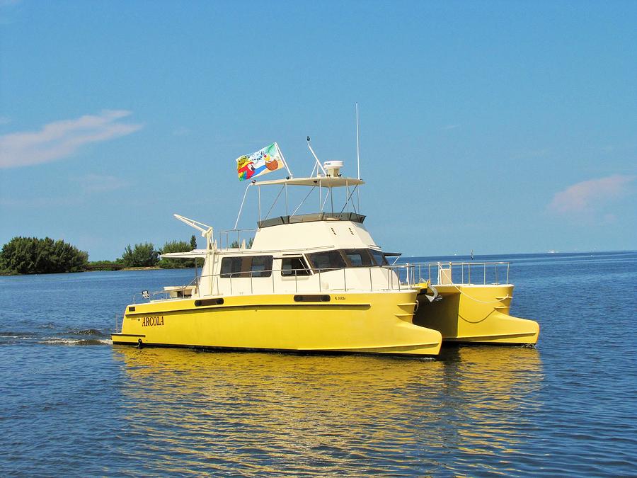 the yellow catamaran