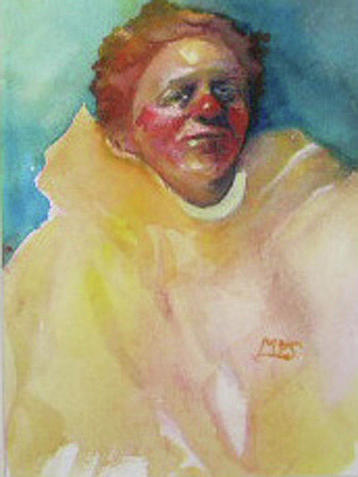 Yellow Clown Painting by Maureen Shingleton