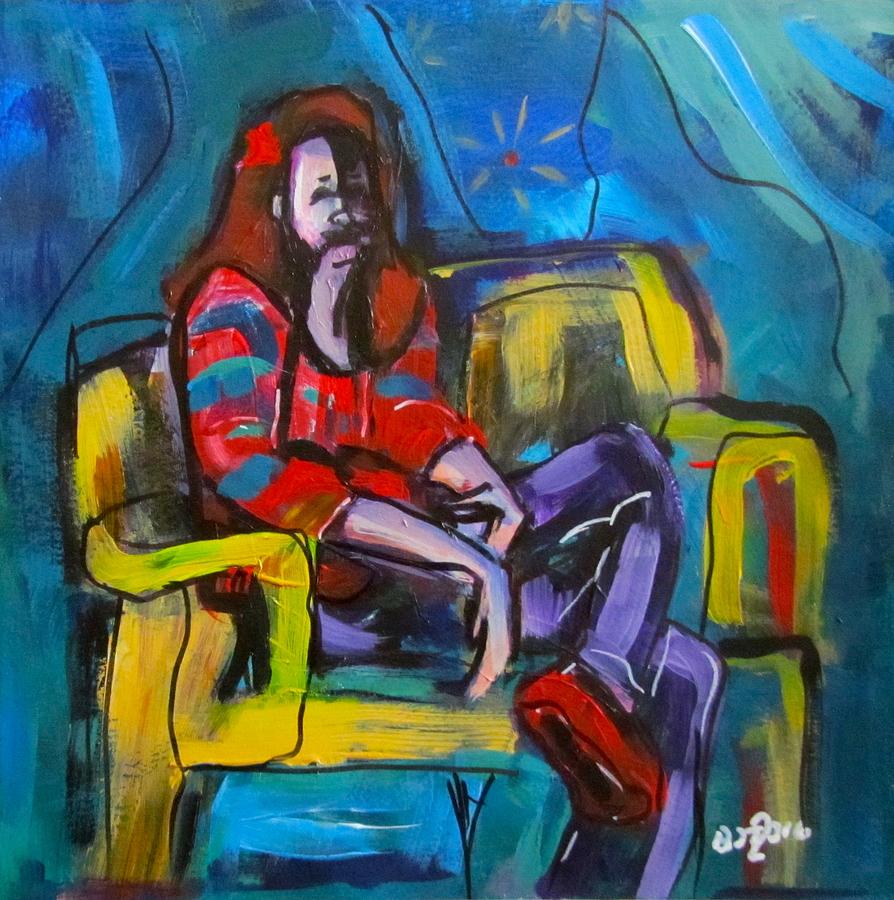 Yellow Couch Painting by Barbara OToole