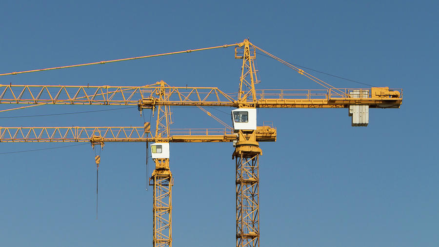 big yellow crane and construction set