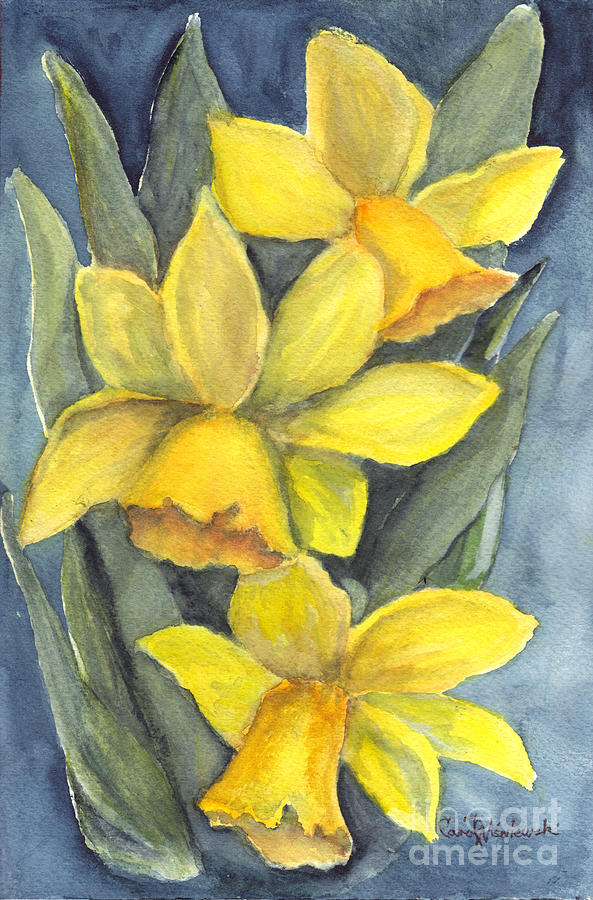 Yellow Daffodils Painting by Carol Wisniewski