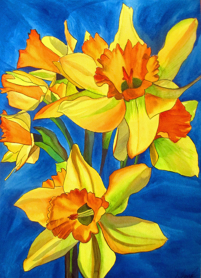 Daffodils Painting - Yellow Daffodils by Sacha Grossel