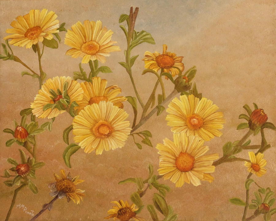 Daisy Painting - Yellow Daisies by Angeles M Pomata