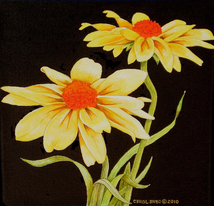 Yellow Daisies Painting by Carol Sabo