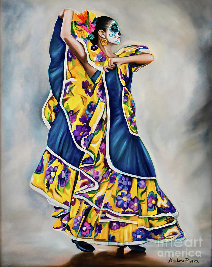 Dia De Los Muertos Painting - Yellow Dancer by Barbara Rivera