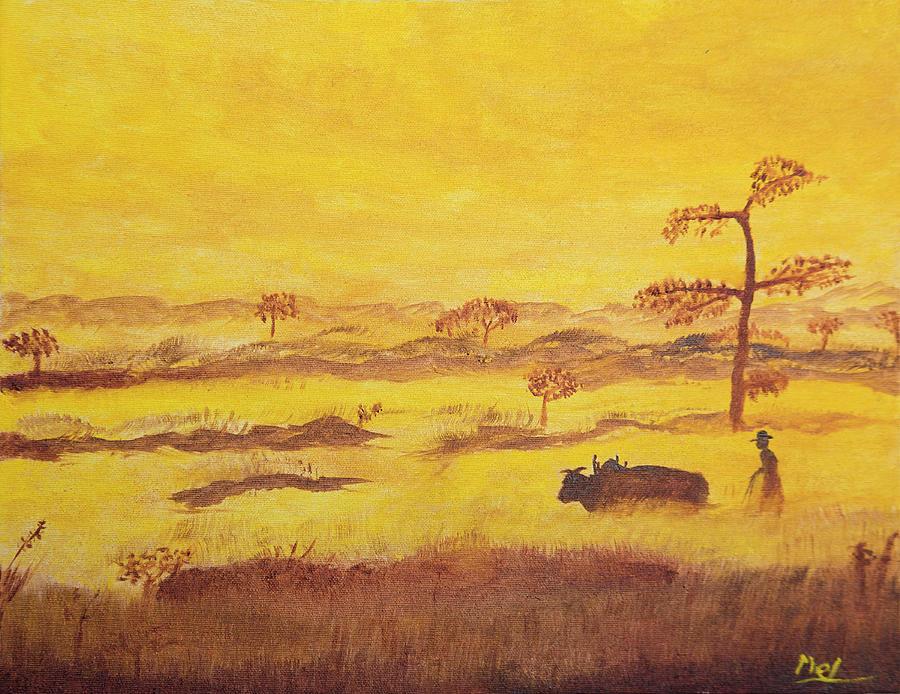 Yellow Dawn Painting by Mel Beasley