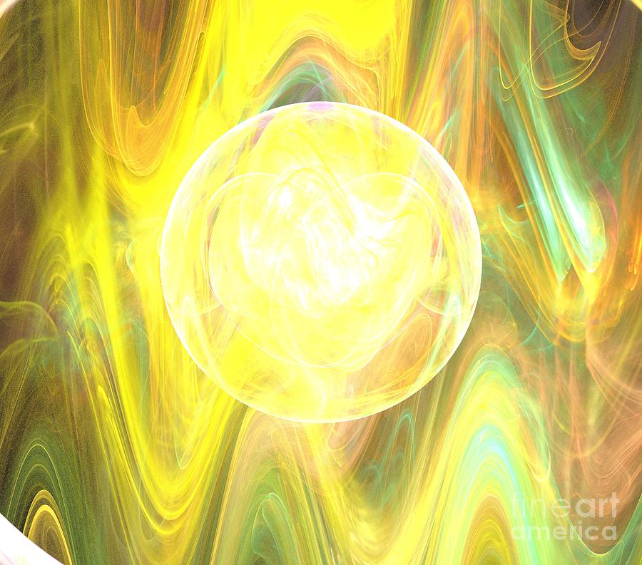 Abstract Digital Art - Yellow Eclipse Wave by Kim Sy Ok