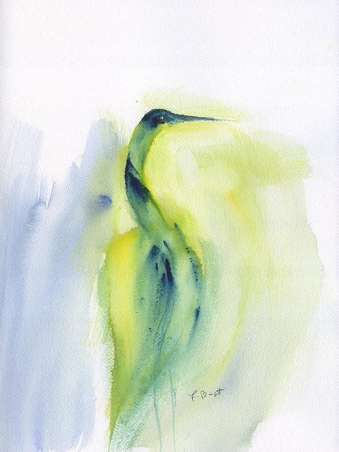 Egret In Yellow Painting by Frank Bright